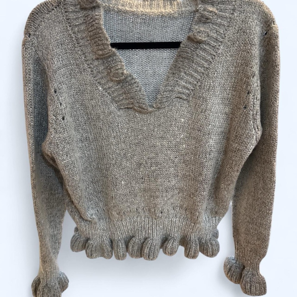 Gray V-Neck Women's Sweater